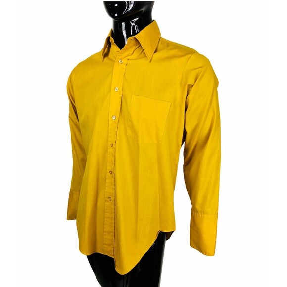 Vintage 60s Kent Collection Arrow Deston Perma Gold Button-Down Shirt Size Large - Picture 2 of 9